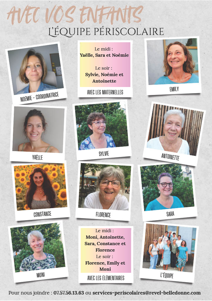 Trombinoscope équipe périscolaire